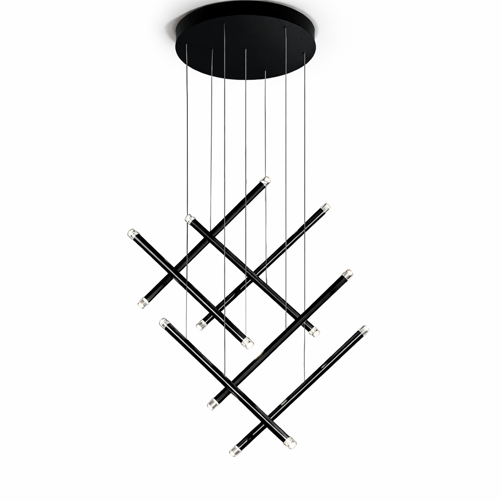 Люстра чорна каскадна трубчаста L-85 cm Led 23W Black Cascade Tube 260218-100007460