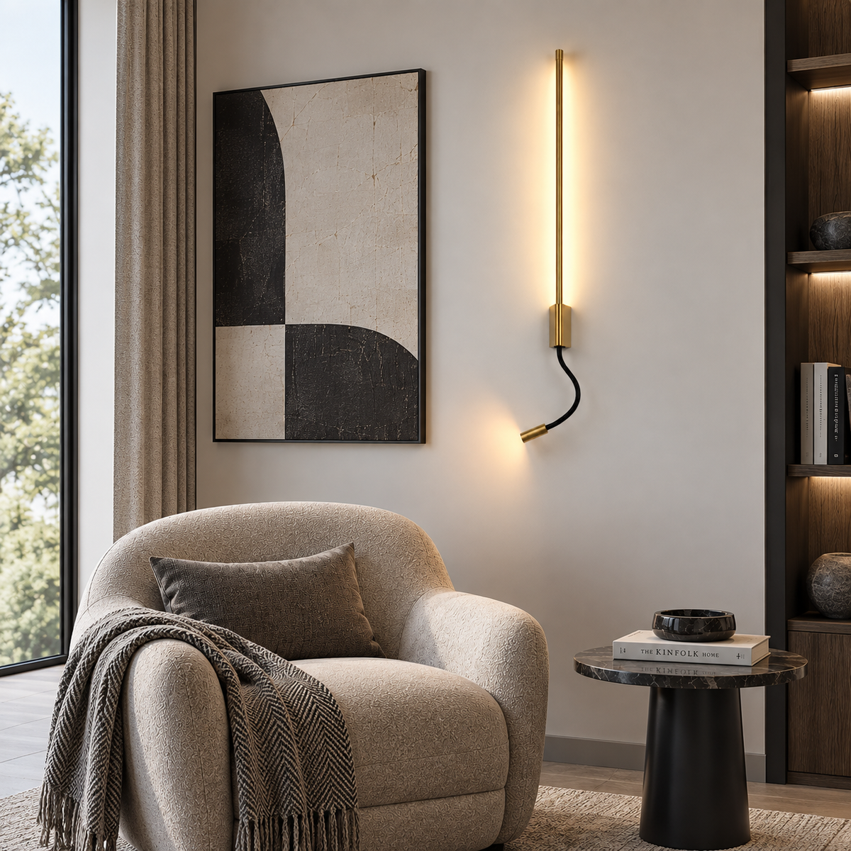 Світильник настінний латунь з направленим спотом H - 53 cm / 73 cm / 93 cm Led 6W / 8W / 12W 4000K Copper Pipe Line Flex 260936-100008931