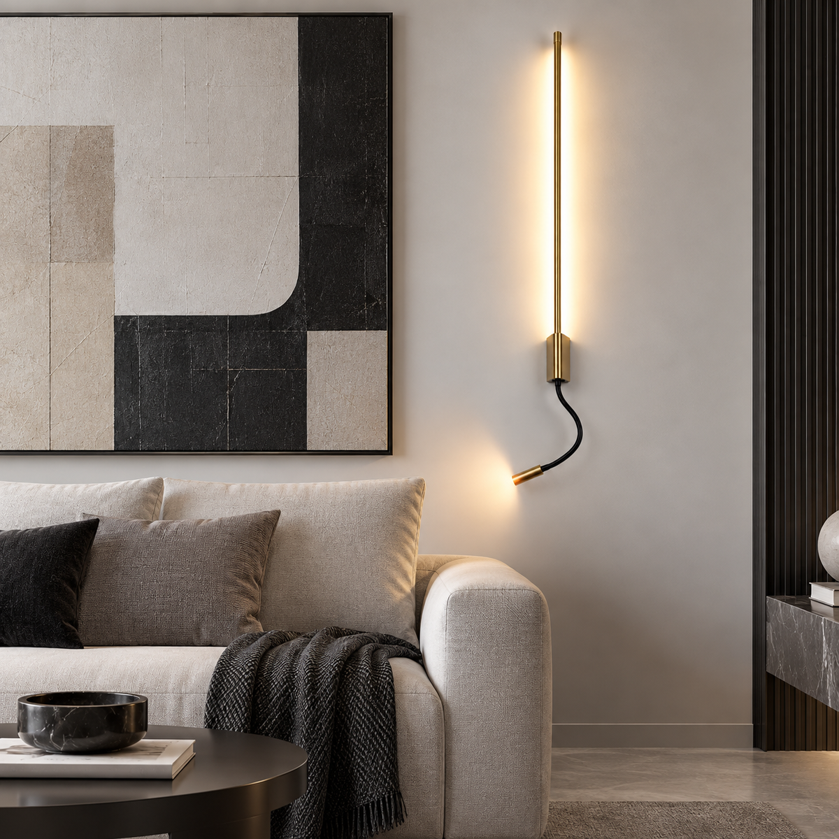 Світильник настінний латунь з направленим спотом H - 53 cm / 73 cm / 93 cm Led 6W / 8W / 12W 4000K Copper Pipe Line Flex 260936-100008931
