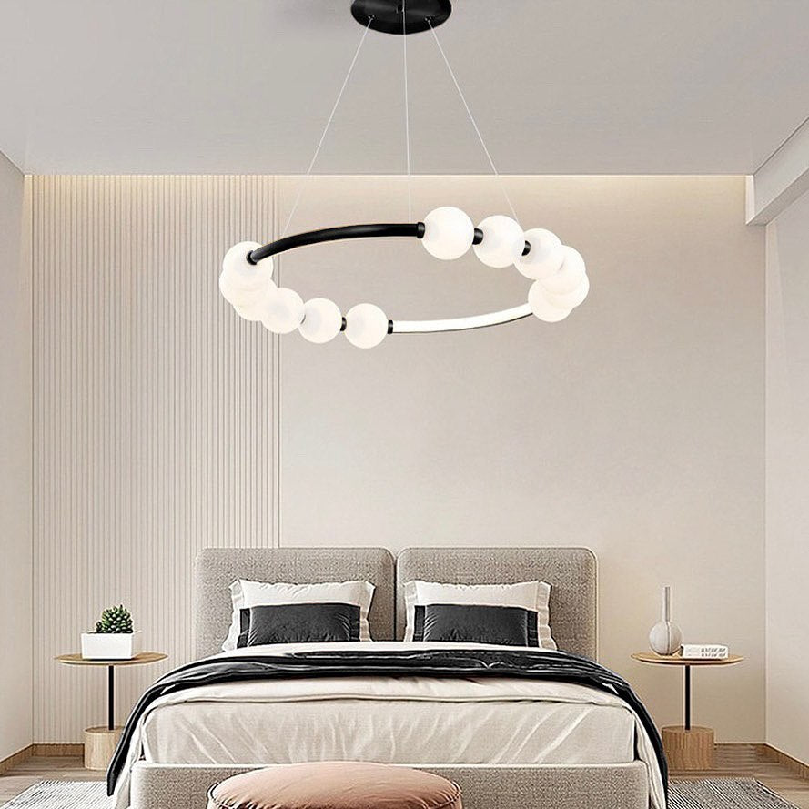 Підвісна люстра Pearls circle D-60 c / D-80 cm Led 3000K 4000K 6000K Black + White 240618-100003428
