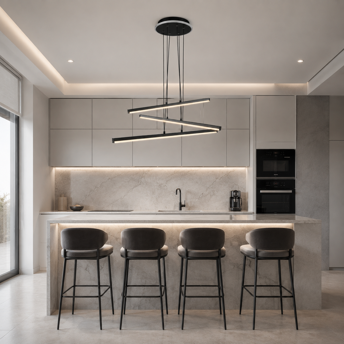 Люстра чорна підвісна L-80 cm Led 55W Black Geometry 250548-100004907