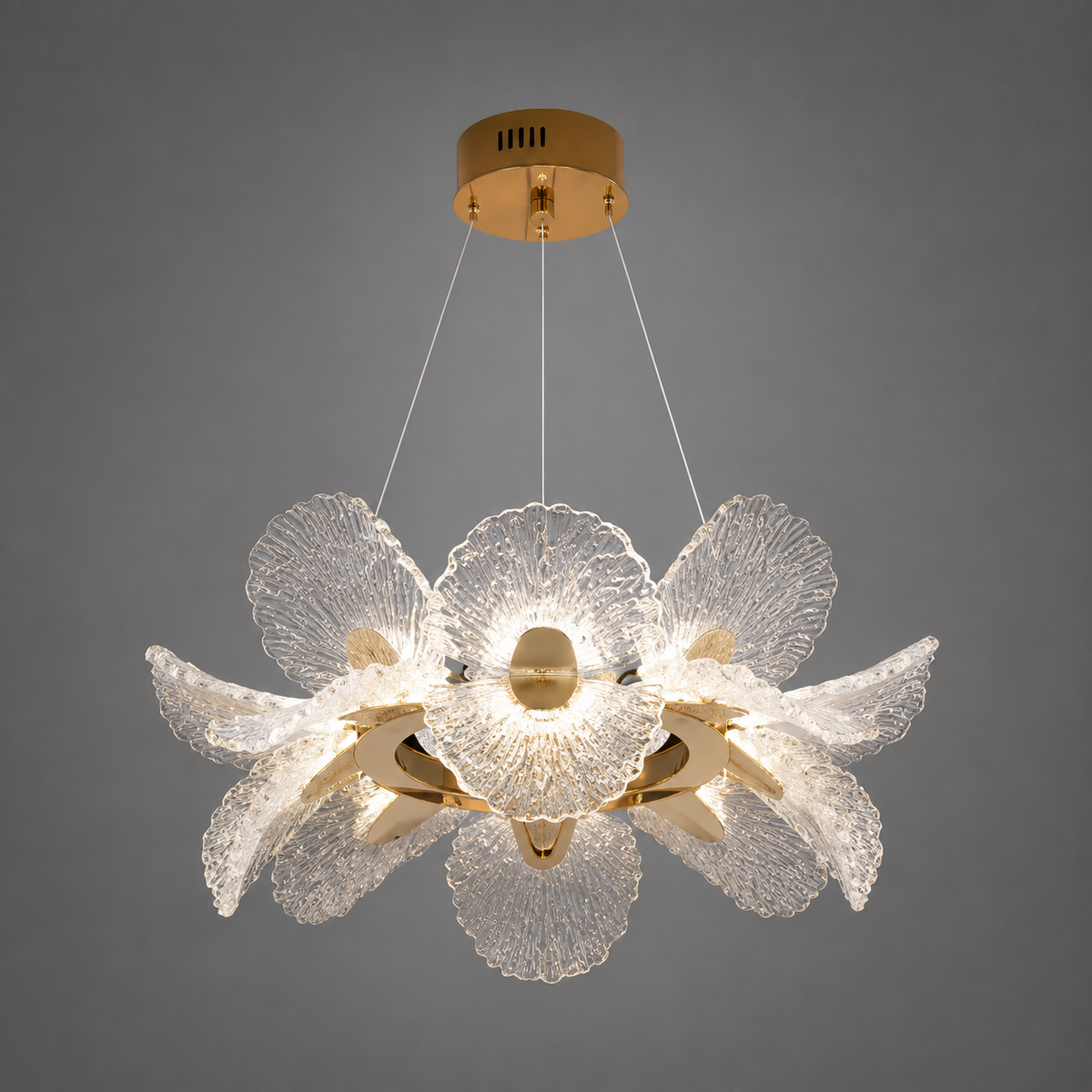 Люстра підвісна золота D - 55 cm / 75 cm Led 48W / 72W Gold Flower 260822-100008633