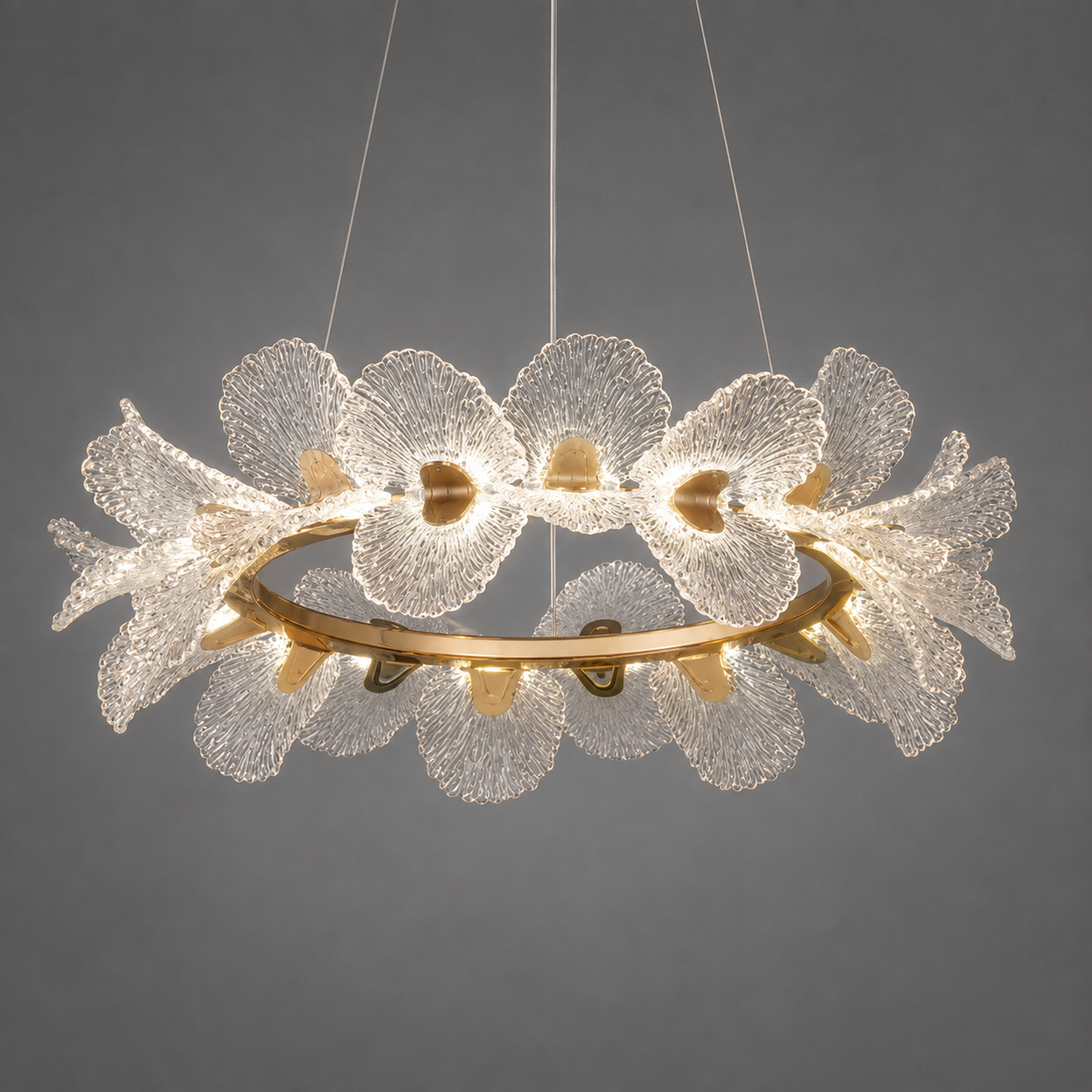 Люстра підвісна золота D - 55 cm / 75 cm Led 48W / 72W Gold Flower 260822-100008633