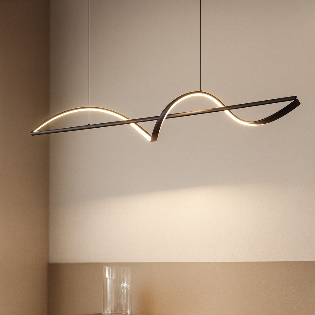 Люстра чорна видовжена підвісна L-100 / L-120 cm Led Black Line Wave Hiea Led 16W / 18W 251118-100006504