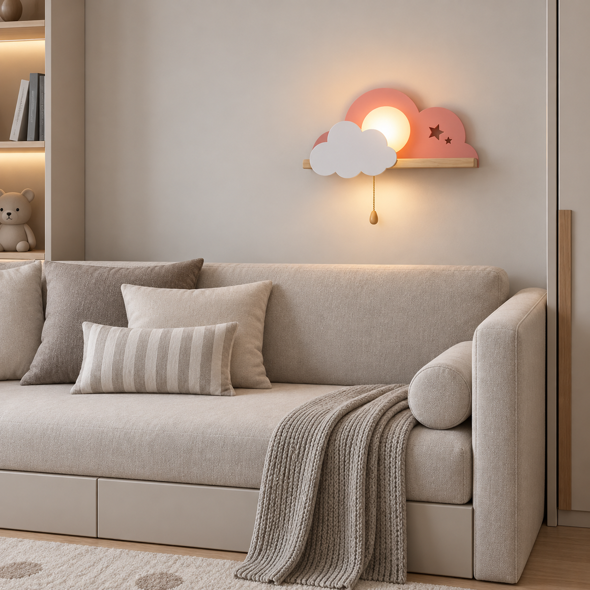 Настінний світильник рожевий хмаринка L-45 cm H-21 cm E27 Pink Cloud 260958-100008938