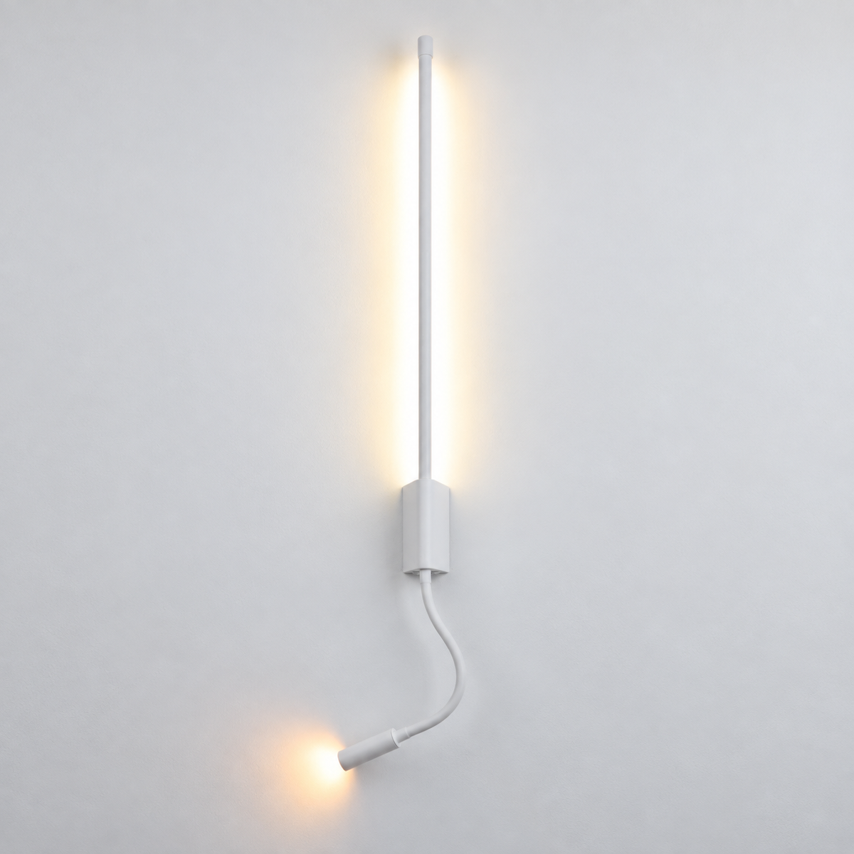 Світильник настінний білий з направленим спотом H - 53 cm / 73 cm / 93 cm Led 6W / 8W / 12W 4000K White Pipe Line Flex 260936-100008940