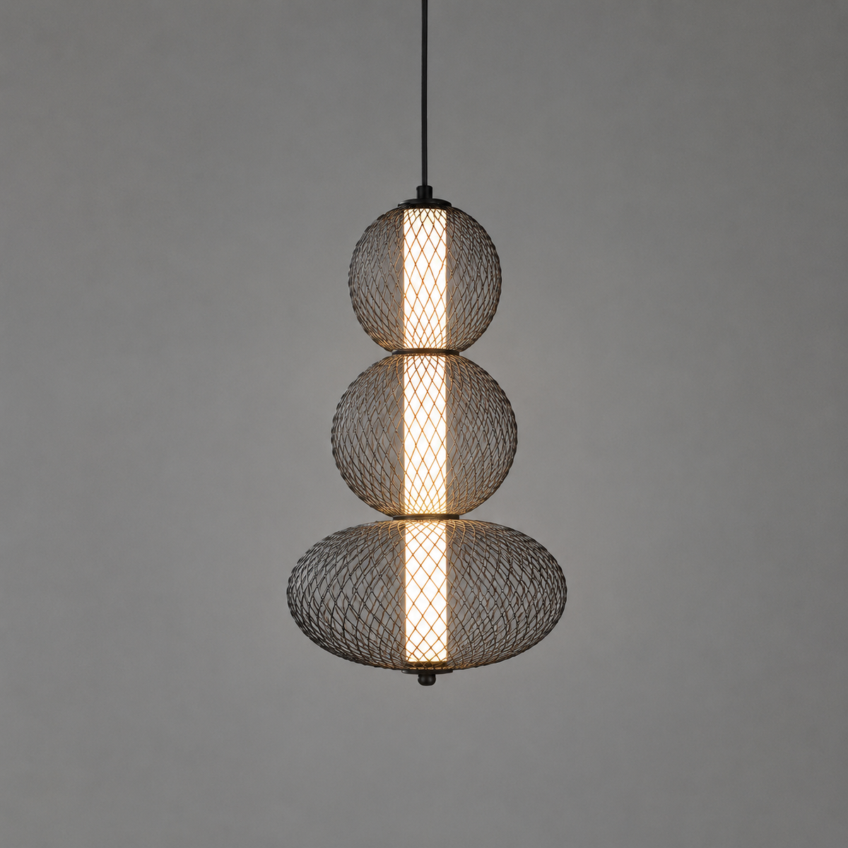 Підвісний світильник чорний світлодіодний з сітчастим плафоном H-40 cm Led 9W Black Nettys Trio 260822-100008690