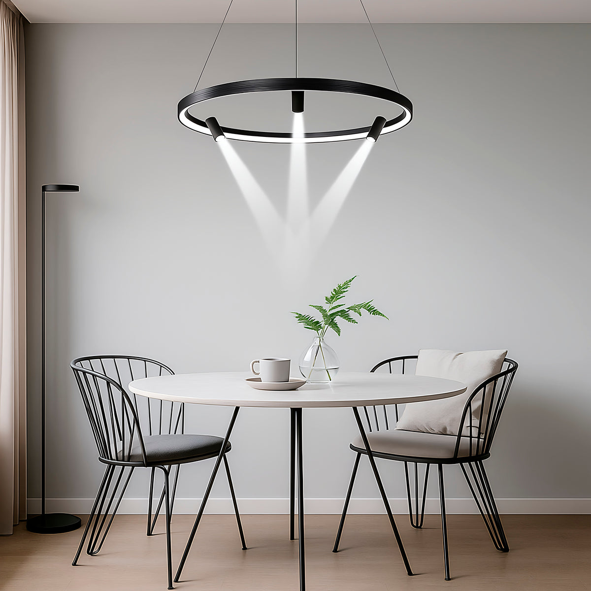 Підвісна люстра чорна з трьома поворотними спотами Спун D-60 cm H-120 cm Black Spoon Trio 250661-100005374