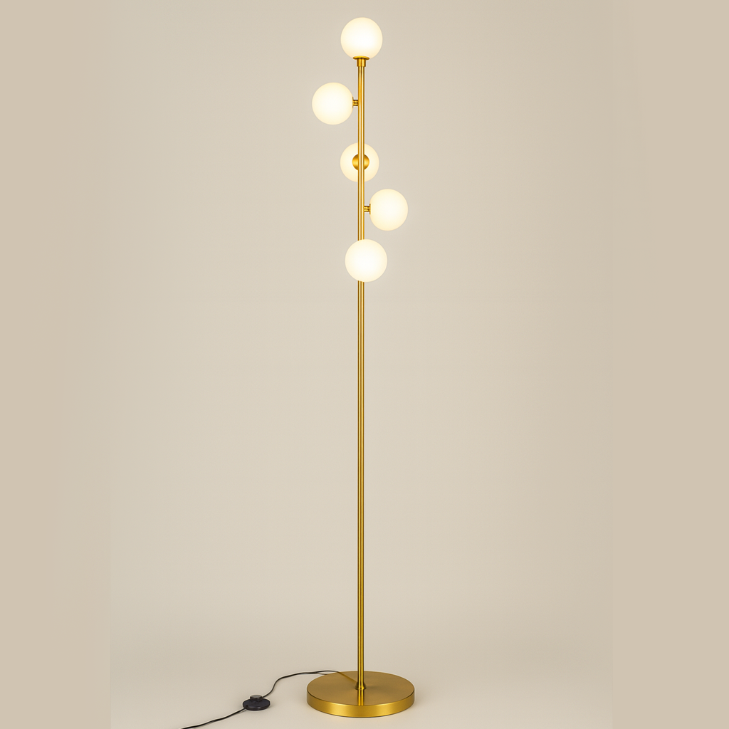 Бронзовий торшер з білими плафонами H-182 cm G9x5 ламп Bronze+White Pearl floor lamp 251131-100006638