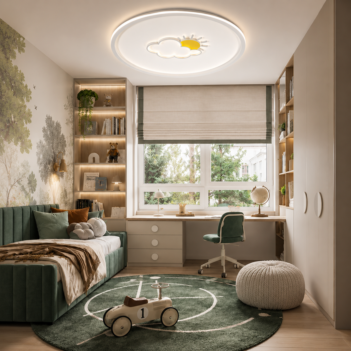 Стельова люстра біла з золотим декором D - 50 cm H - 4,5 cm Led 68W White Circle Deco 260531-100007966