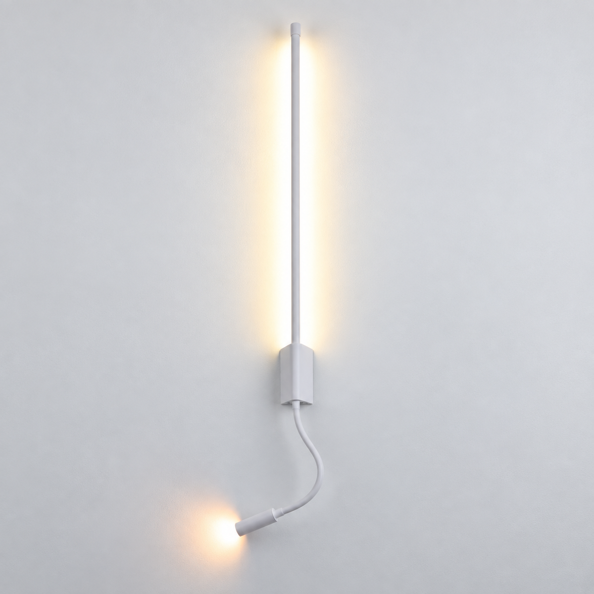 Світильник настінний білий з направленим спотом H - 53 cm / 73 cm / 93 cm Led 6W / 8W / 12W 4000K White Pipe Line Flex 260936-100008940