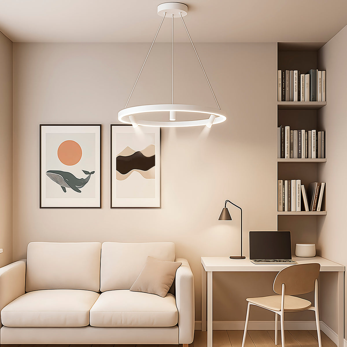 Підвісна люстра біла з трьома поворотними спотами Спун D-60 cm H-120 cm White Spoon Trio 250661-100005375
