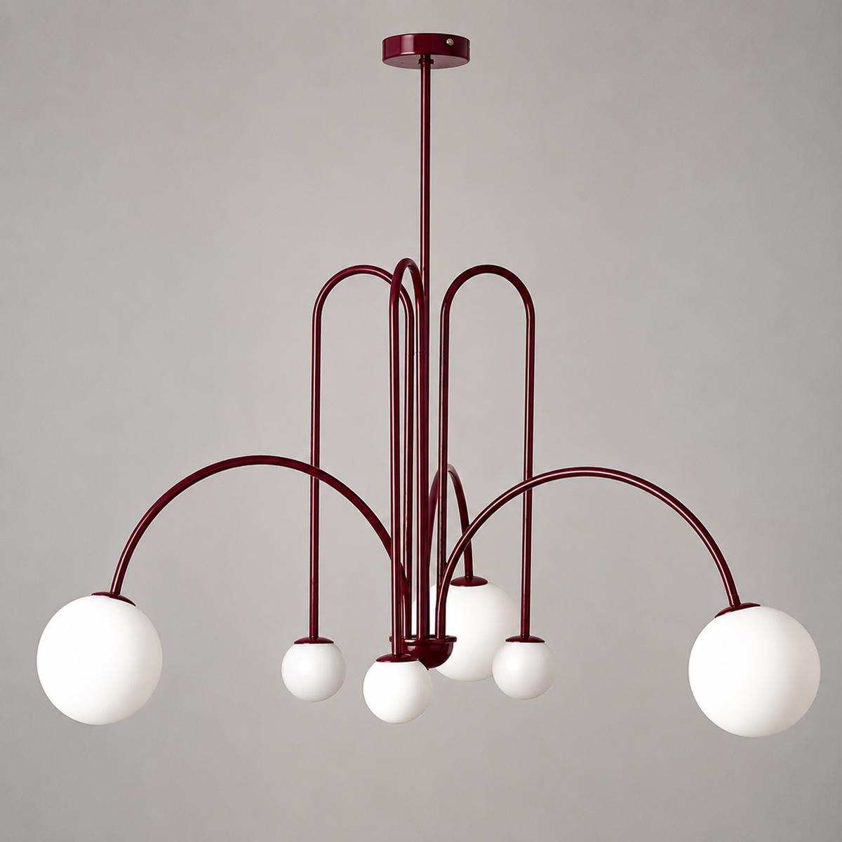 Люстра підвісна винна з 6 круглими плафонами H-85 cm G9x6 Wine Mesh 260777-100008449