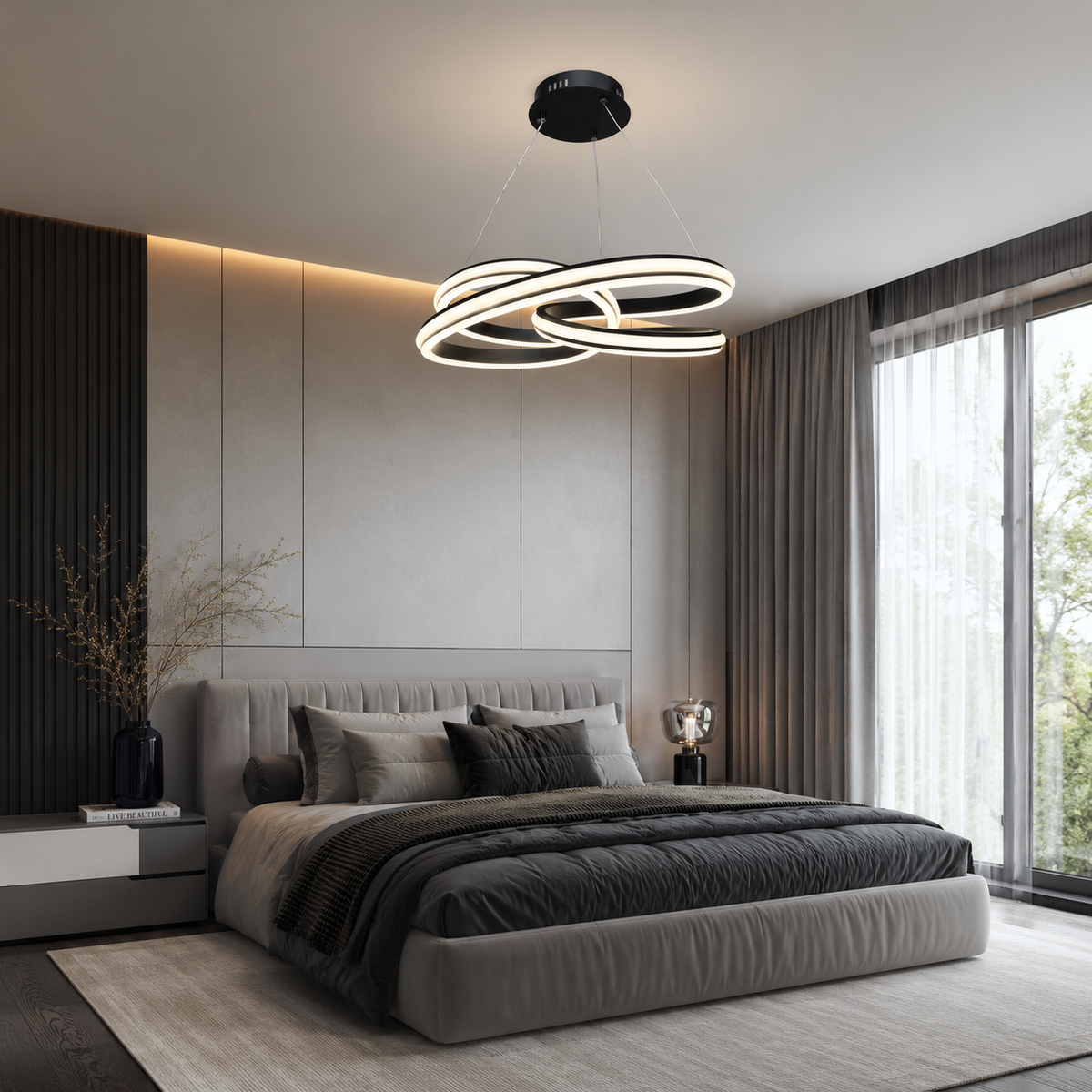 Люстра чорна підвісна світлодіодна D-45 cm Led 100W Black Twist 260788-100008448