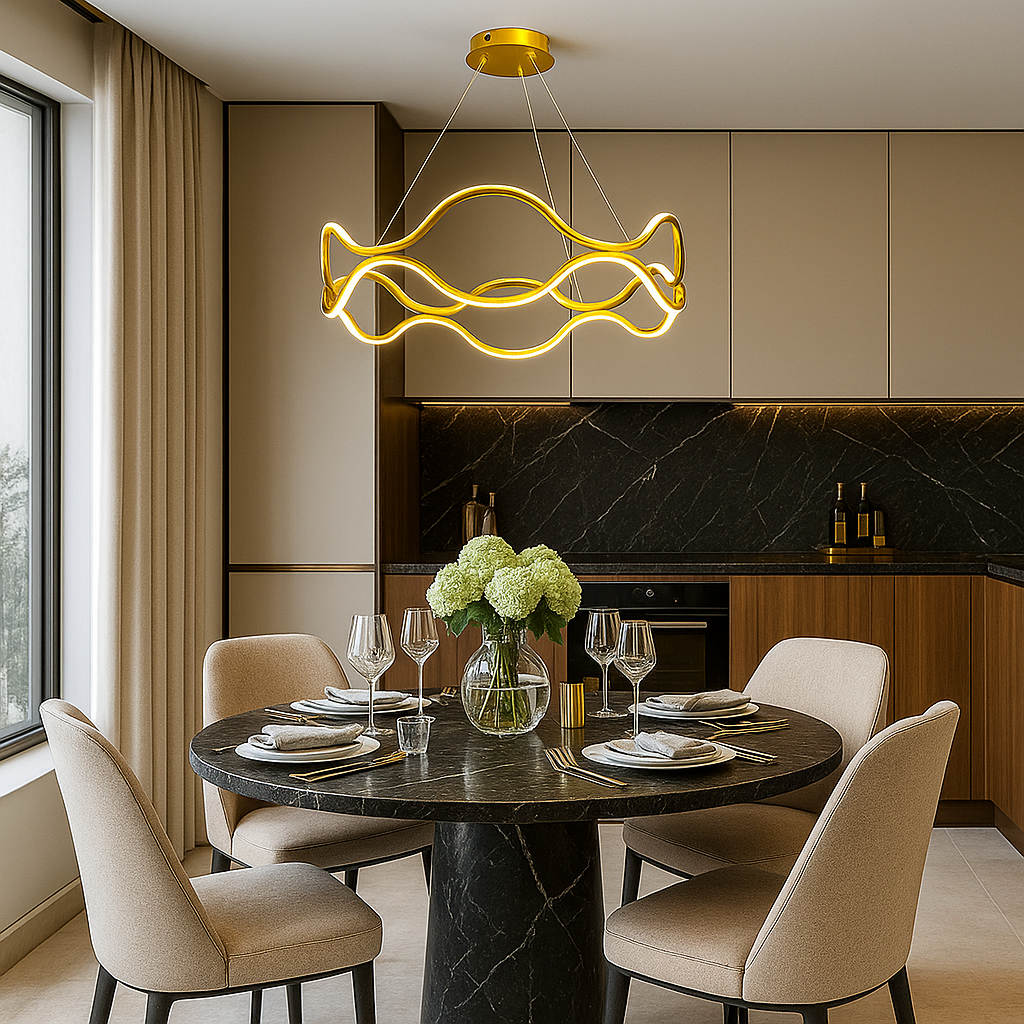 Люстра золота підвісна світлодіодна D-60 cm Led 105W Wave Gold 251188-100006583