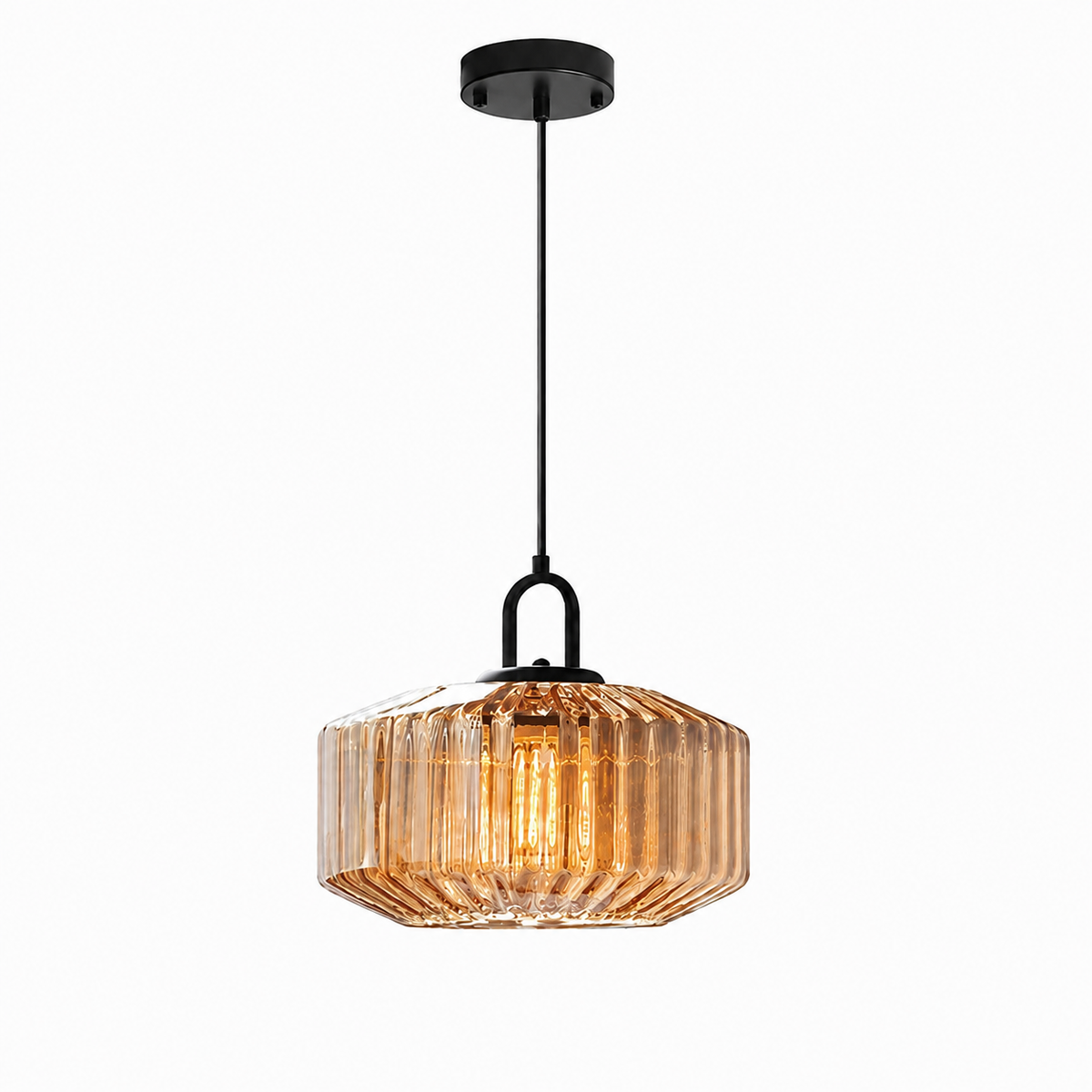 Світильник підвісний чорний з кораловим плафоном D - 28 cm E27 Amber Tiffany 260822-100008703
