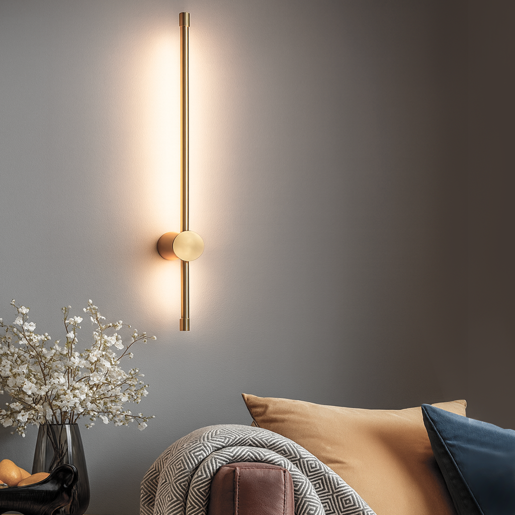 Світильники настінні золоті H-60cm / 90 cm / 125 cm Led 7W / 9W / 12W Gold 4000K Pipe Line 251036-100006397