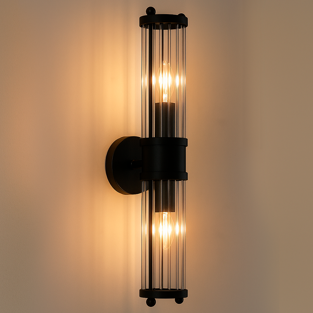 Бра чорне настінне зі скла H-46cm E14 40W Black Torch 2 Lamp 250558-100004919