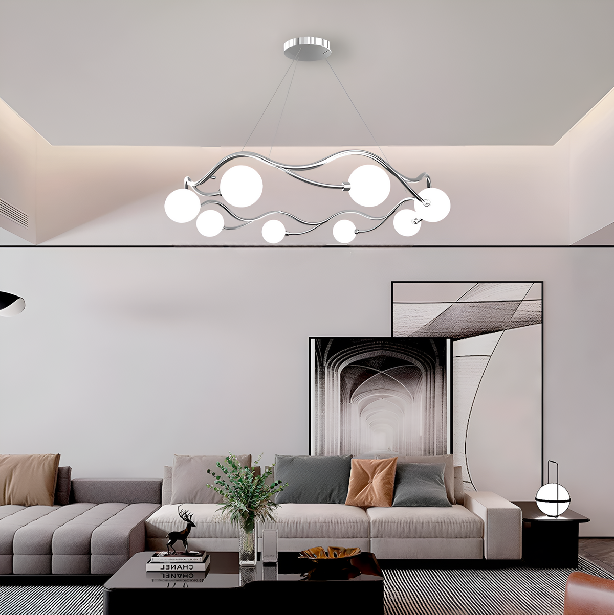 Люстра Wavy ball D-60 cm / D-80cm Silver 250419-100004459