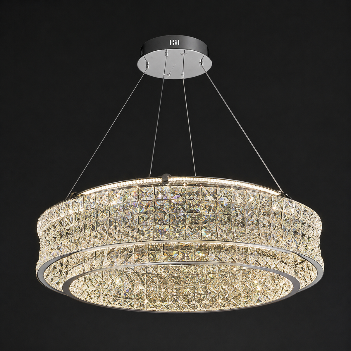 Люстра підвісна хромова з кришталевим плафоном D-60 cm Led 120W Chrome Crystal Shimmer 260822-100008752