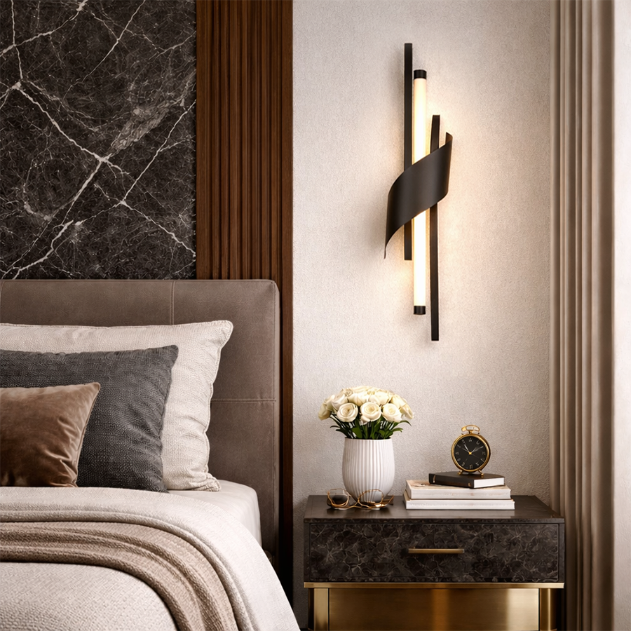 Настінні світильники чорні H-60 cm / D-80 cm Led 18W Black+White Curl 260319-100007692