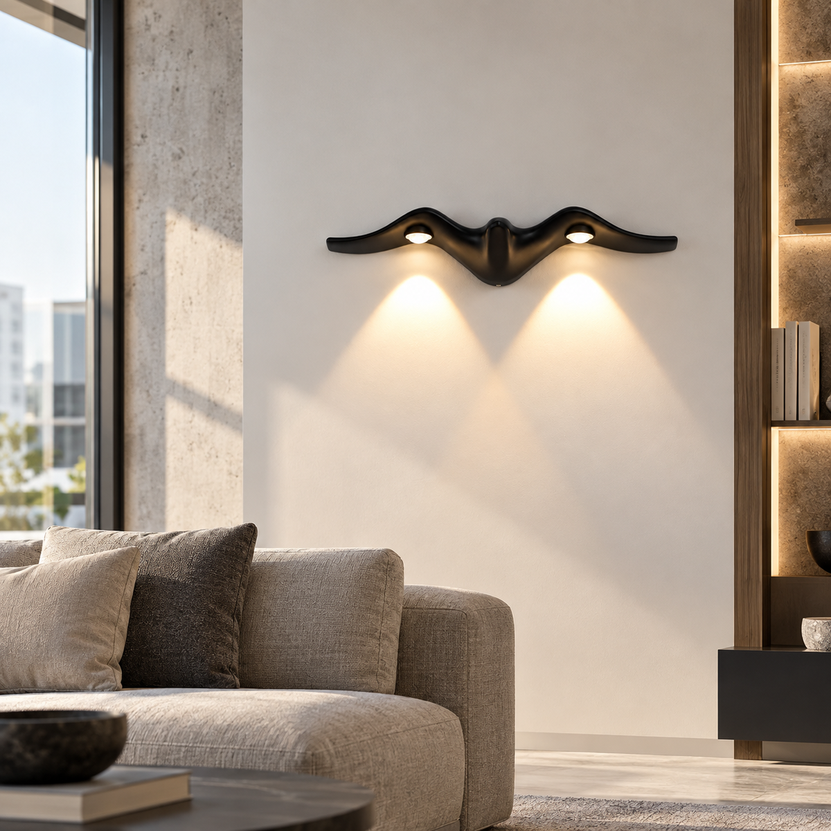 Світильник чорний настінний з подвійним світлом L - 38 cm Led 6W 4000К Black Wings 260936-100008972