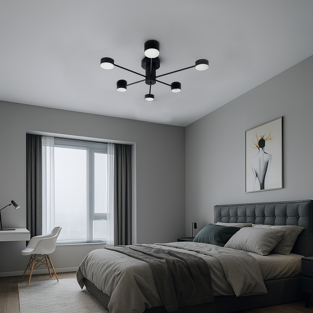 Люстра чорна металева Н-20 см Led на 6 ламп/ 8 ламп 4000К Black +