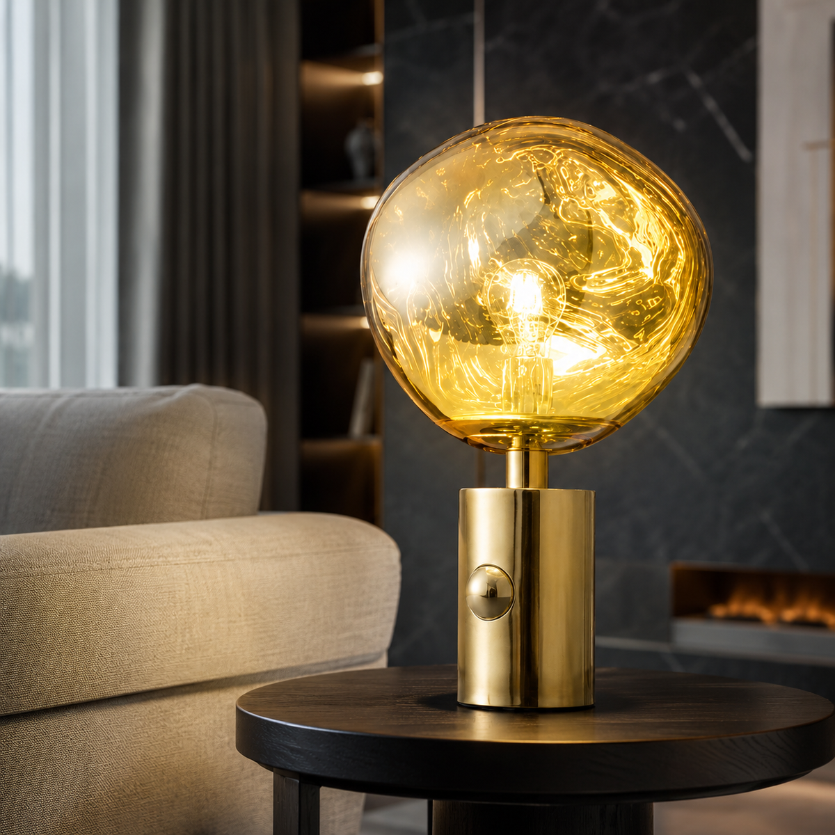 Настільна лампа золота з золотим плафоном H - 43 cm E27 Gold Melt Plazma 260822-100008753