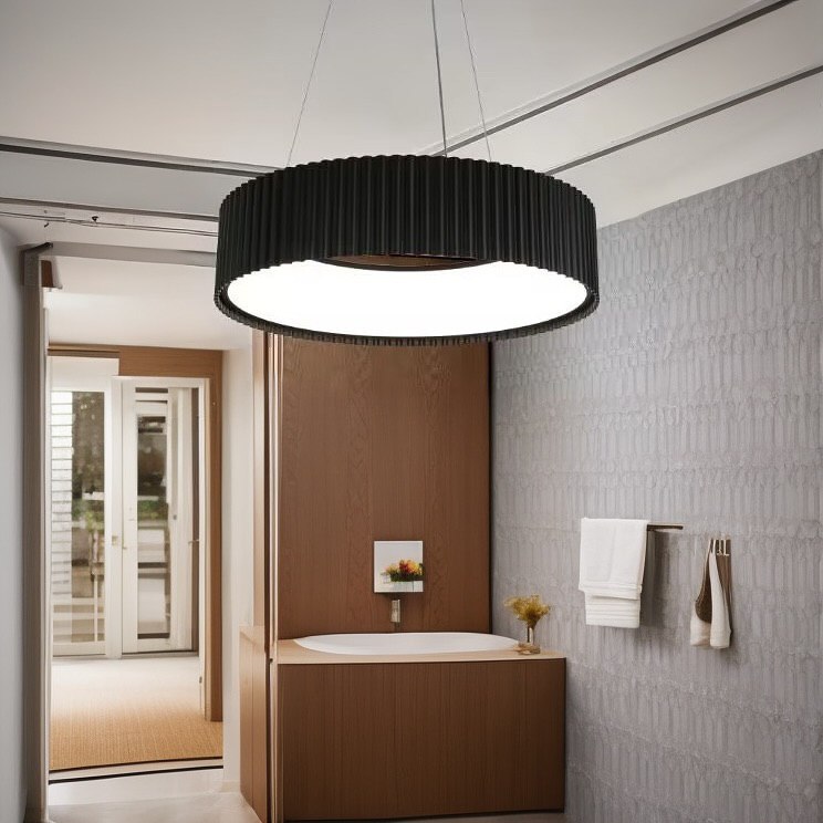 Підвісні світильники у 2-х розмірах з пультом Pendant Gofre Black 3000K-6000K D-45 Led 60W / D-60 Led 94W 241219-100004010