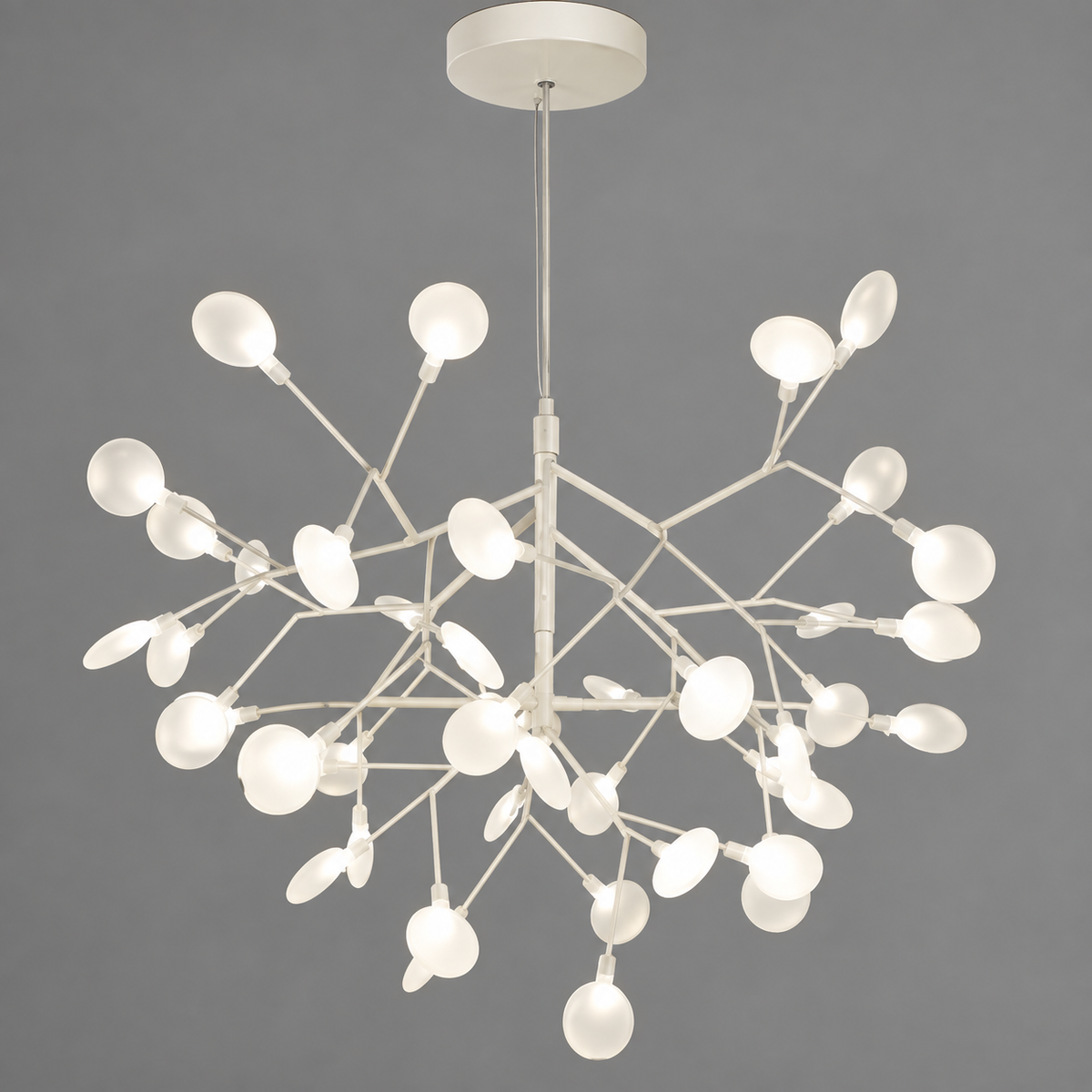 Люстра підвісна біла з плафоном з пелюстками D - 80 cm G4 x 36 White Tree 260918-100008971
