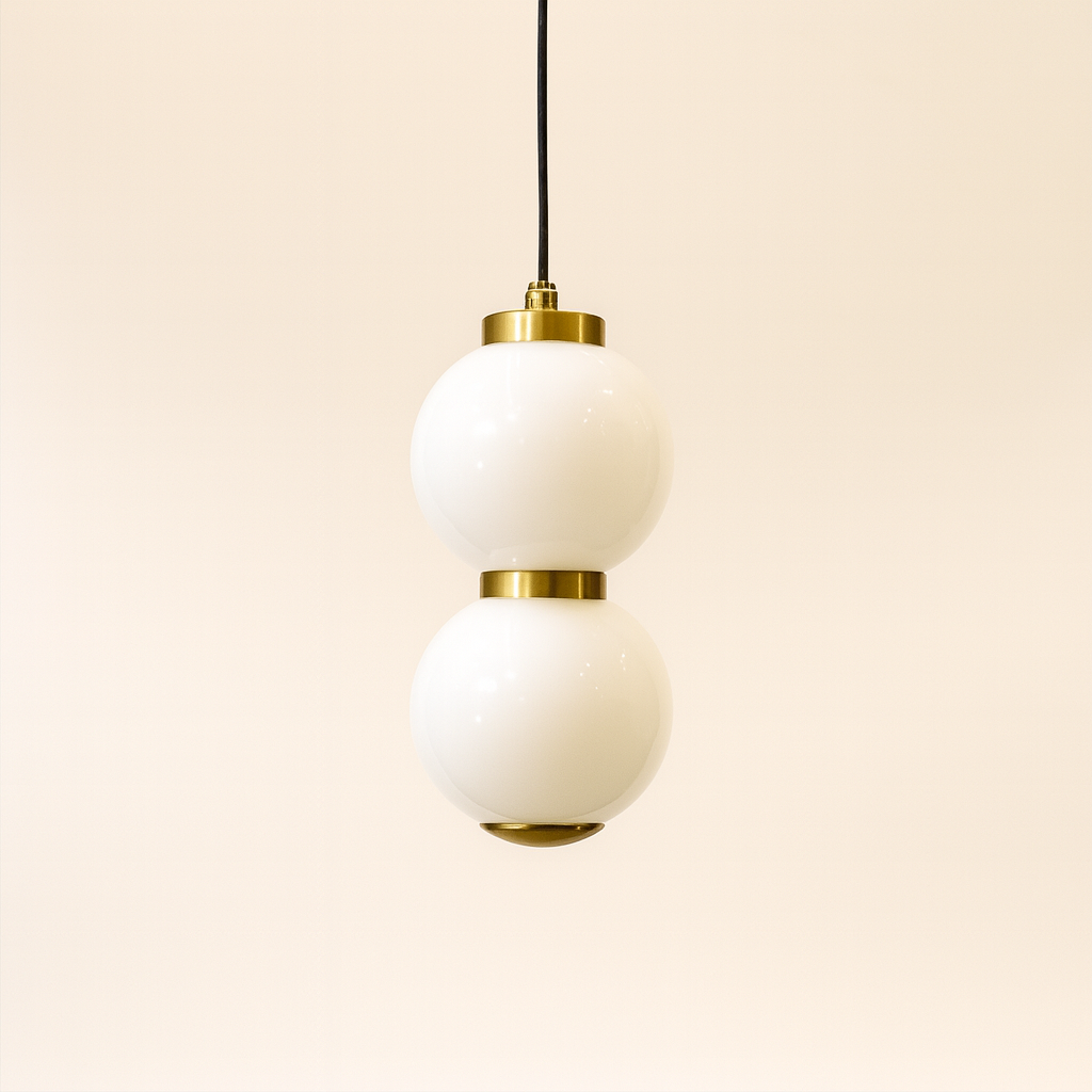 Підвісний світильник золотий подвійний з білими плафонами H-22 cm Led 6W Gold Pearl Balls 251166-100006688