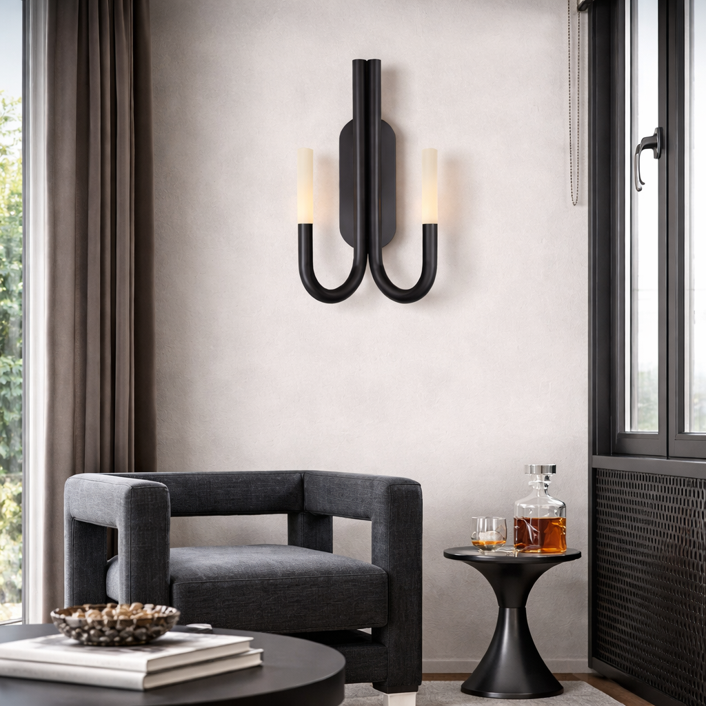 Настінний світильник чорний H-53 cm G9х2 Black+White Сhandelier 260319-100007694