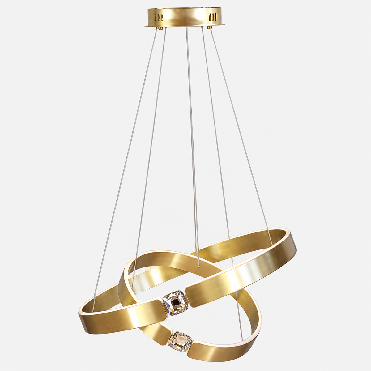Люстра золота підвісна з подвійними кільцями D - 40+60 cm Led 122W Gold Diamond rings 260935-100008987