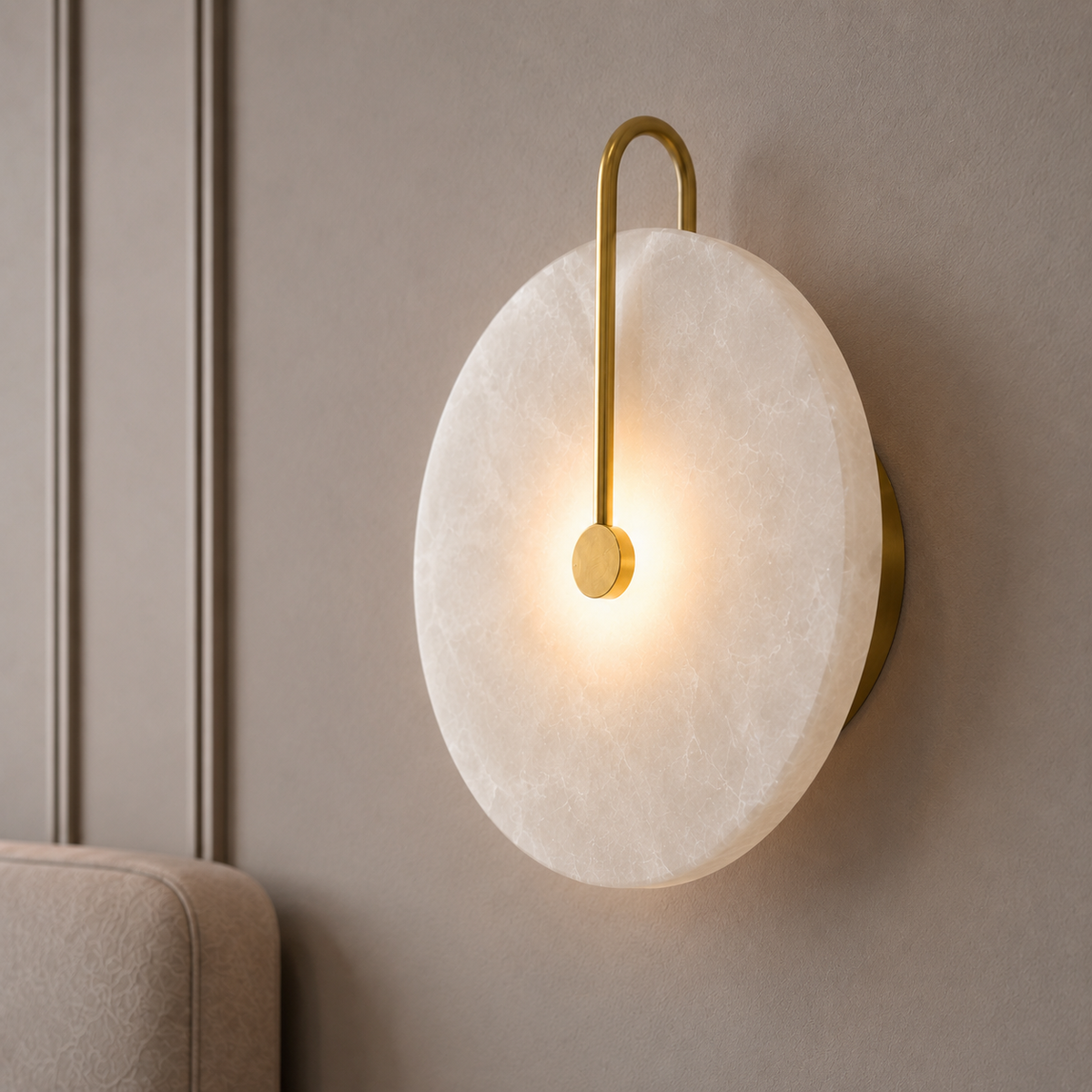 Бра Mask disko з натурального мармуру D-25 cm 5W Led Gold 240119-100003676