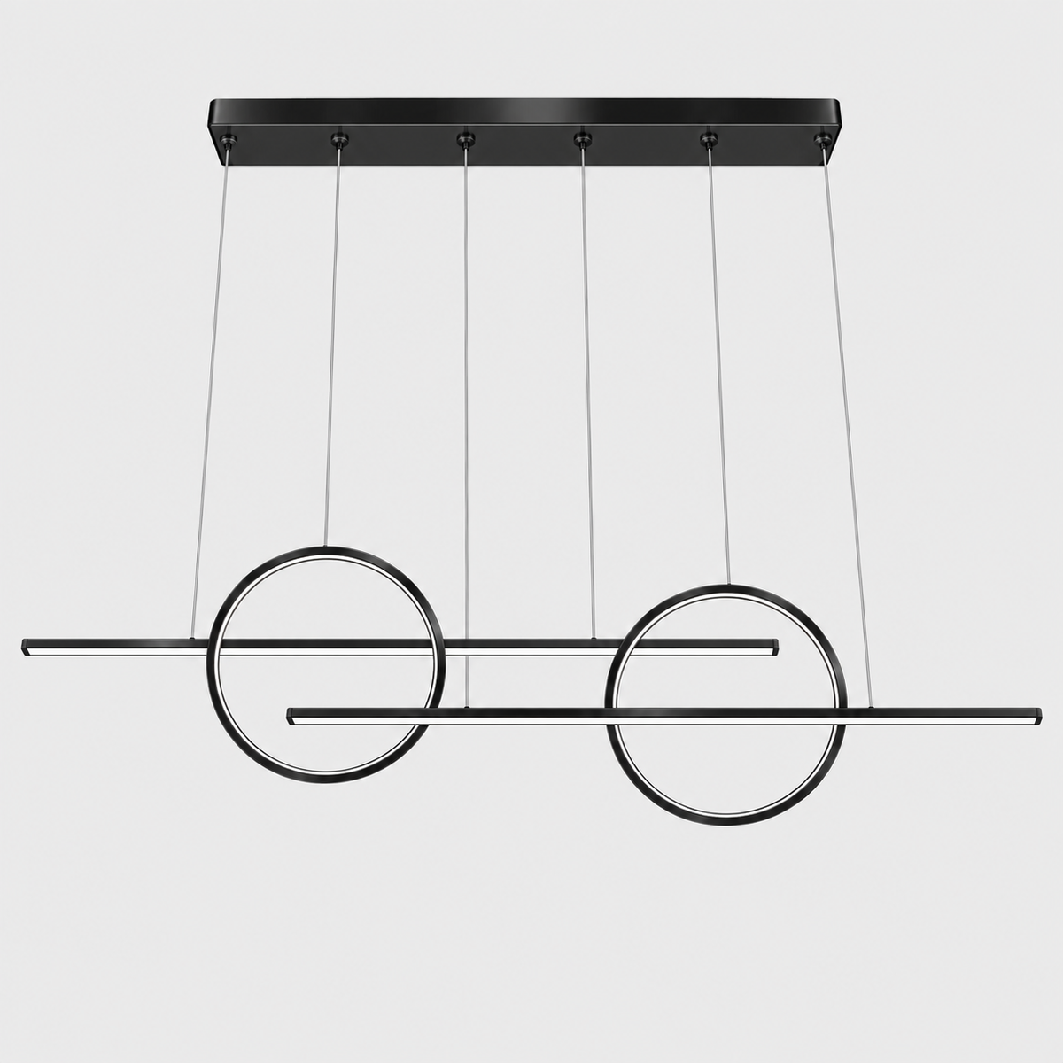 Люстра чорна підвісна видовжена L-137 cm Led 96W Black Double Ringo 260935-100009007