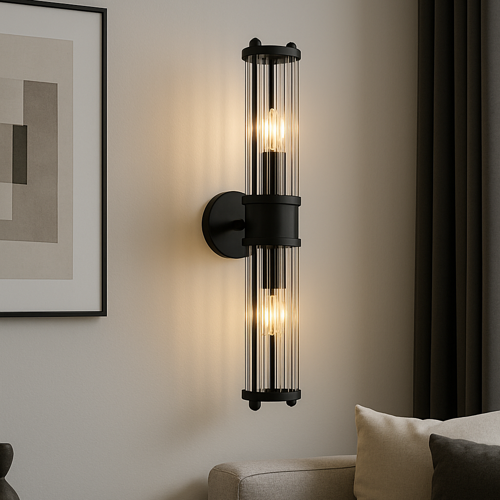 Бра чорне настінне зі скла H-46cm E14 40W Black Torch 2 Lamp 250558-100004919