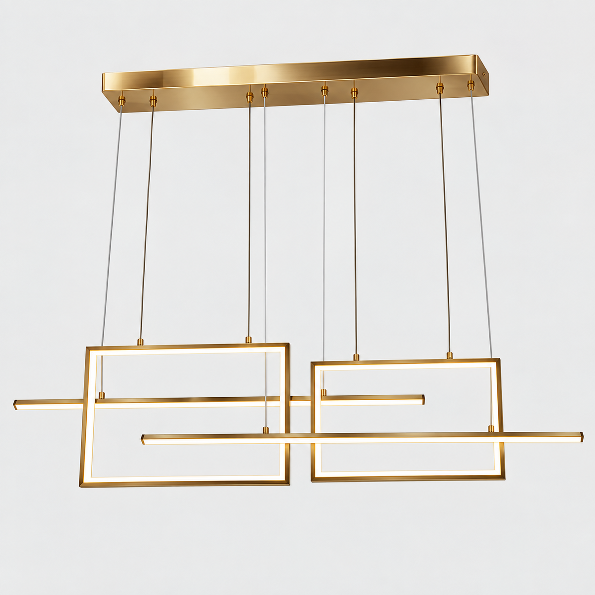 Люстра золота підвісна видовжена L-138 cm Led 130W Gold Double Rectangle 260935-100009010