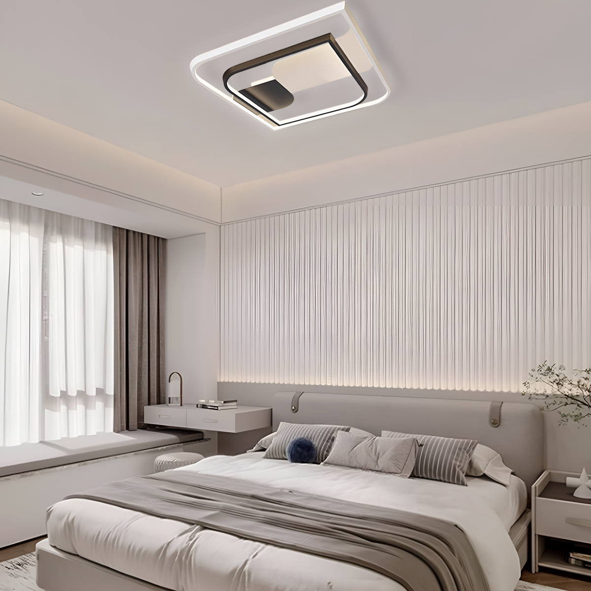 Стельовий світлодіодний світильник з пультом Geometry White + Black 64W LED 250431-100004650