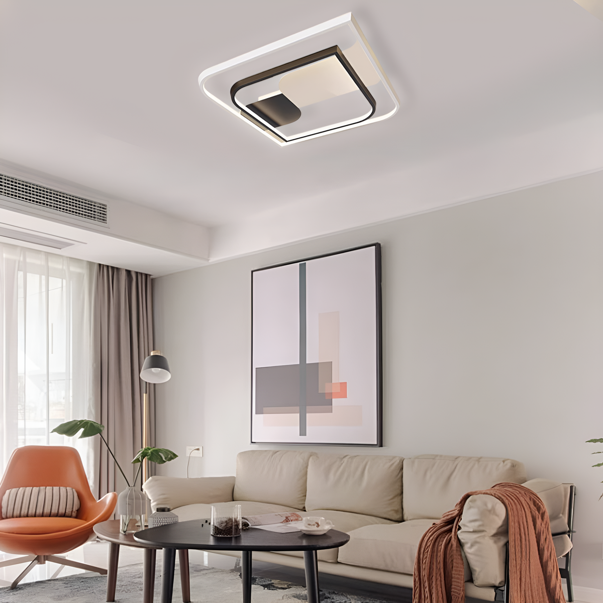 Стельовий світлодіодний світильник з пультом Geometry White + Black 64W LED 250431-100004650