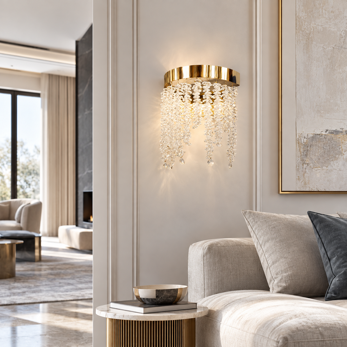 Настінний світильник золотий з кришталевим плафоном H -24 cm Led 23W Gold + Transparent Tree 260935-100009017