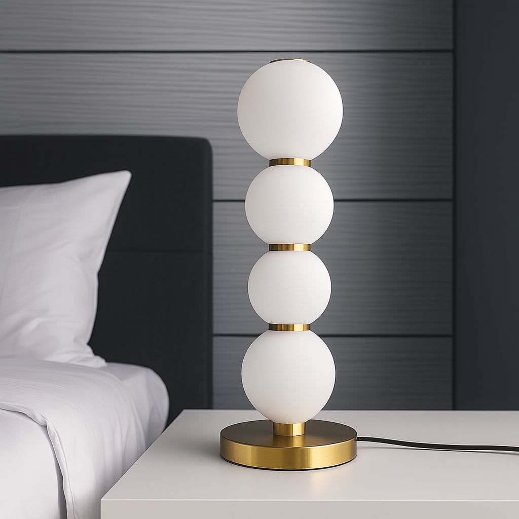 Настільна лампа золота з білими матовими плафонами Перлини H-45 cm Led 14W Gold+White Pearls 250718-100005703