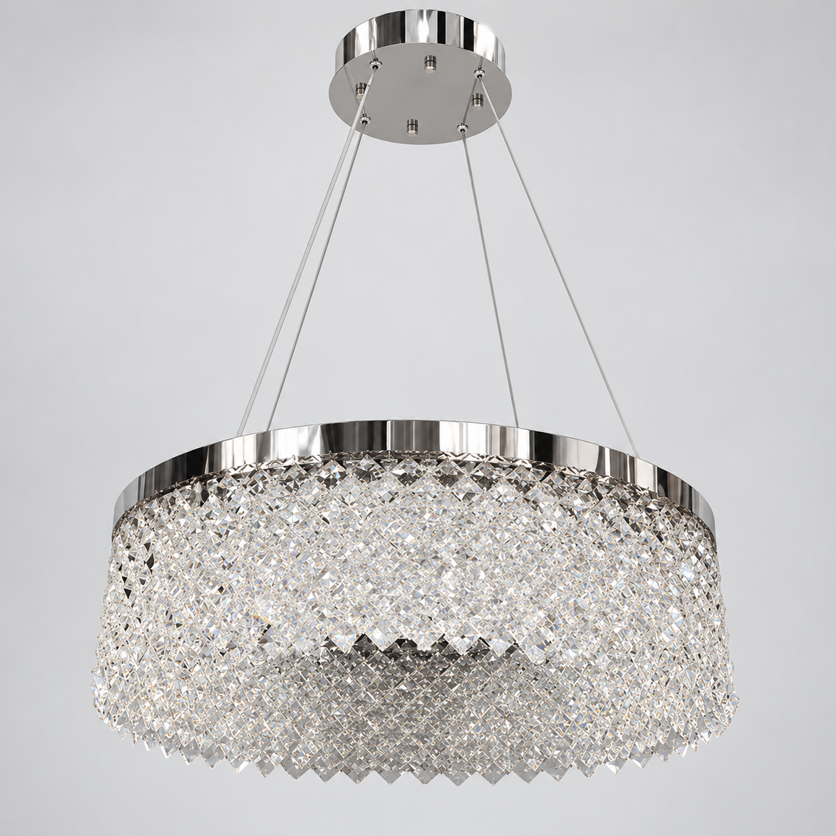 Люстра срібна підвісна з кришталевим плафоном D - 59 cm Led 82W Chrome Crystal Rombs 260935-100009020