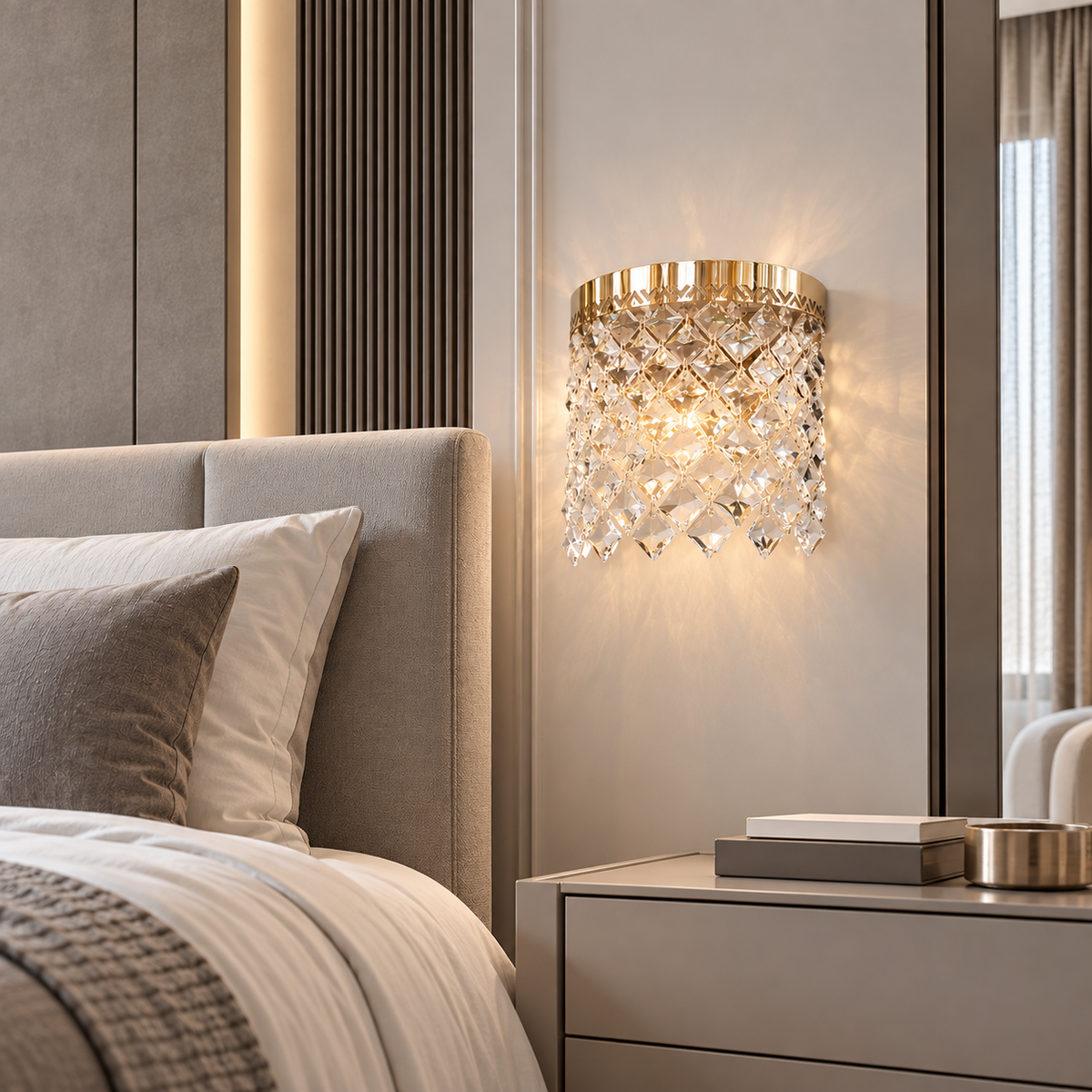 Настінний світильник золотий з кришталевим плафоном H -18,5 cm Led 23W Gold Crystal Rombs 260935-100009023