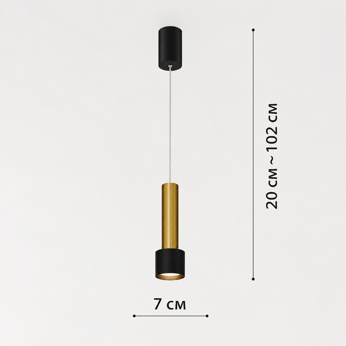 Підвісний світильник чорно - золотий H - 102 cm Led 15W 3000K Gold + Black Tubie A 260866-100008520