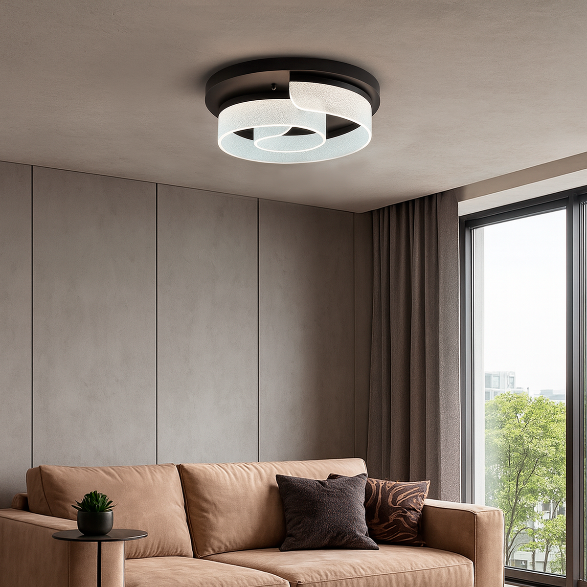Люстра чорна стельова з прозорим плафоном з блискітками D - 50,5 cm Led 48W Black Sparkle Curl 251035-100006251