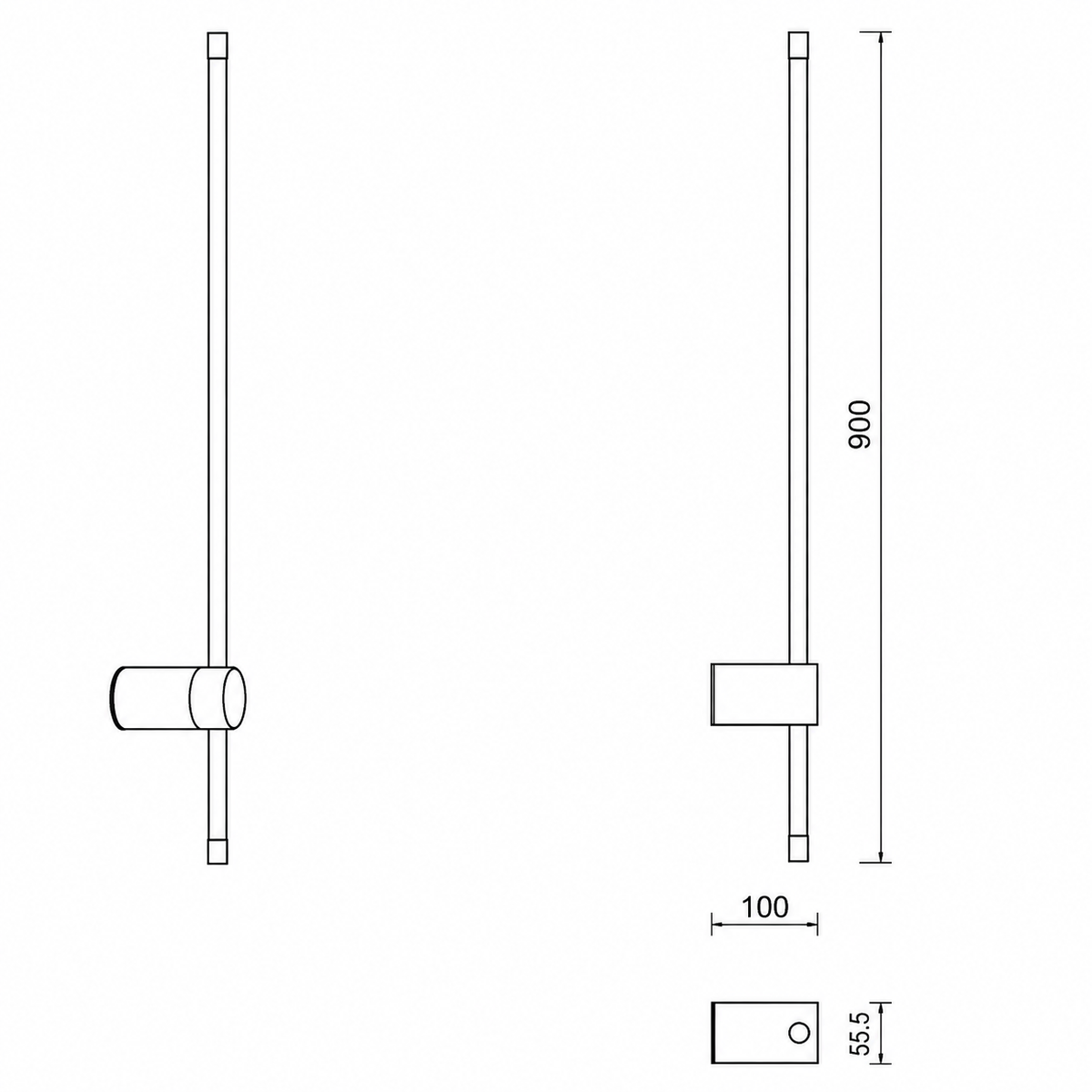 Настінний білий світильник H-60 cm / 90 cm / 125 cm Led 7W / 9W / 12W 4000К White Pipe Line 260836-100008724