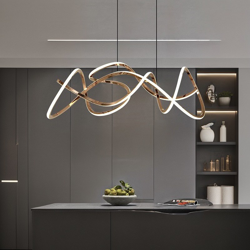 Люстра підвісна золота L-120 cm Led 80W Gold Quasar wave 241122-100003960
