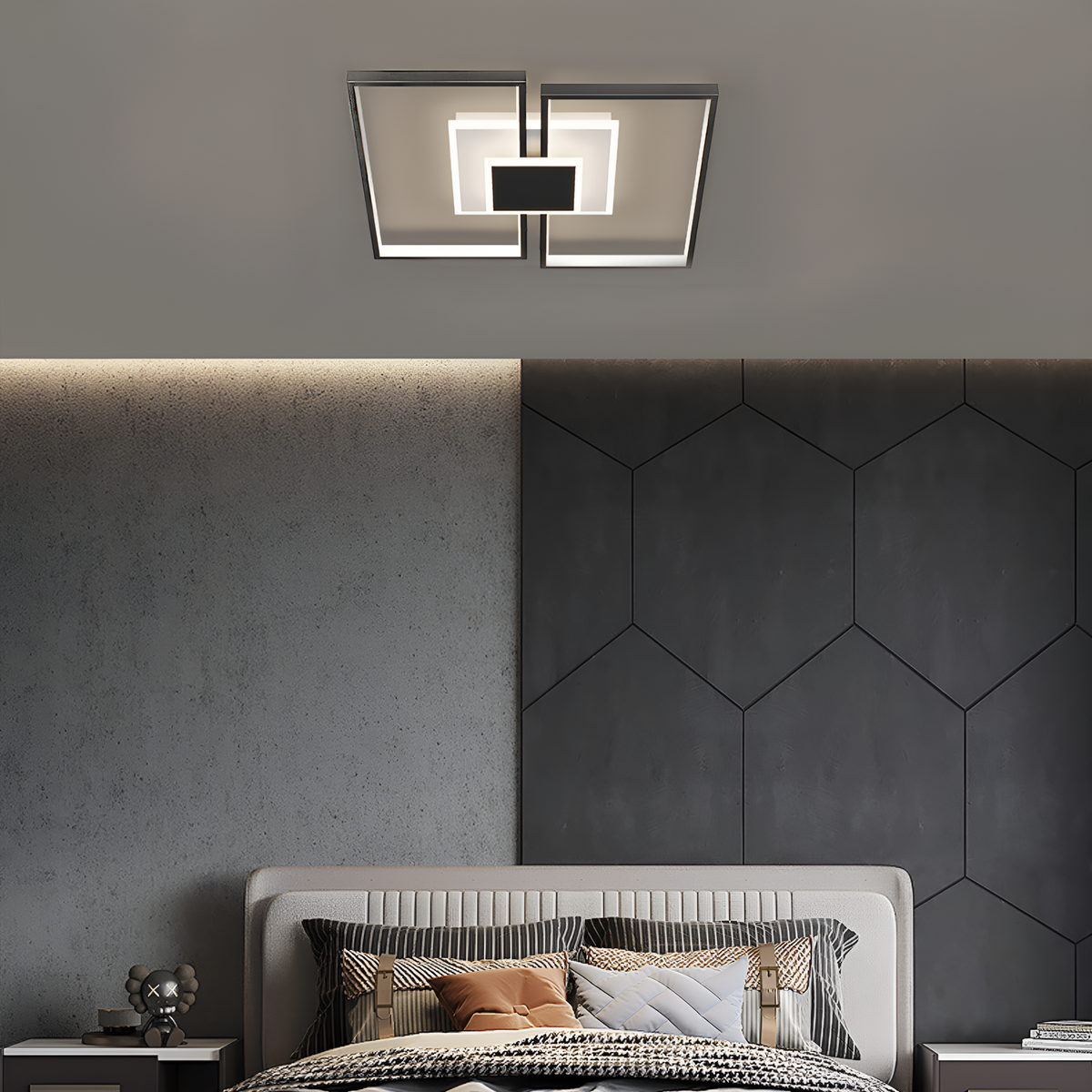 Стельовий світлодіодний світильник з пультом Geometry White + Black 74W LED 250431-100004652