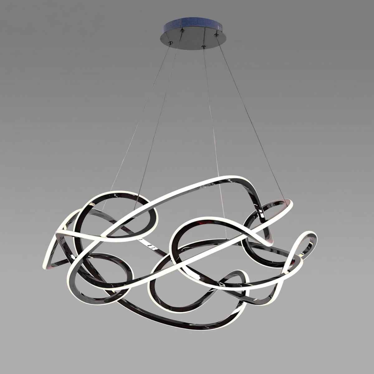 Підвісний світильник чорний D-80 cm Led 60W 3000K 4000K 6000K Black Quasar wave 250122-100004033