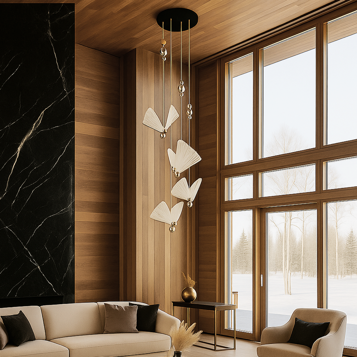 Люстра підвісна хромована з 4 метеликами Butterflies Chrome D-28 cm Led 24W 251158-100006492